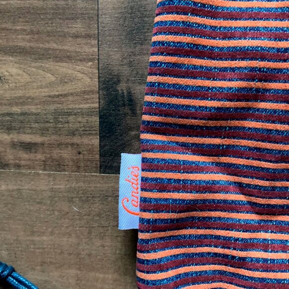 Vintage Candies Brand Sackpack Drawstring Bag Boho Striped Blue Backed Back Pack - Picture 7 of 11